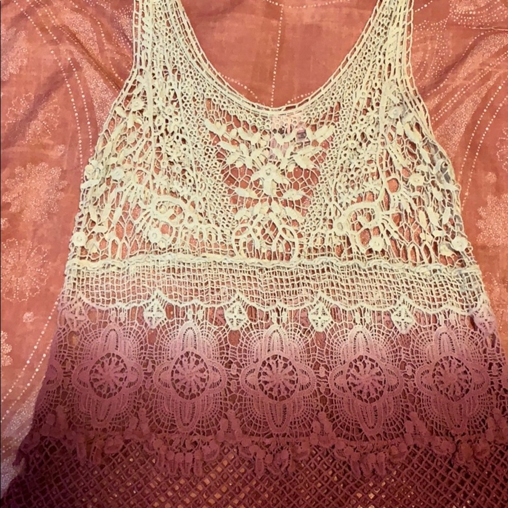 Ombré cream lace tank top💋